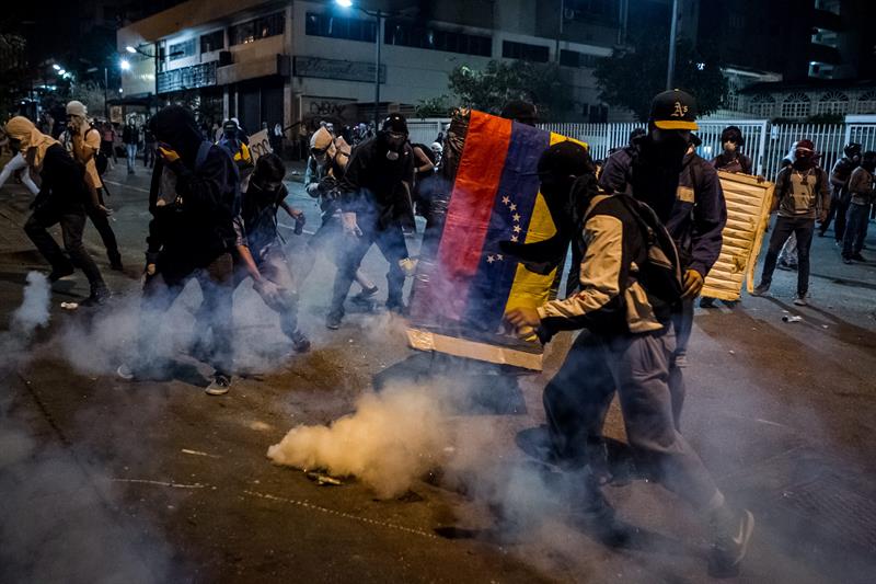 Las calles de Caracas durante una protesta