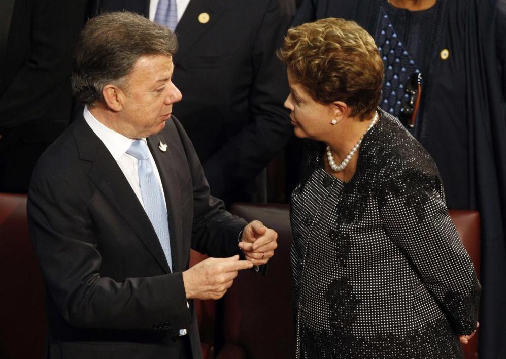 Santos y Rousseff. colombia brasil