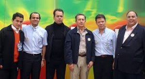 Germán Chica, Óscar Iván Zuluaga, J.J. Rendón, Álvaro Uribe, Juan Manuel Santos y José Fernando Bautista. Foto. Semana 