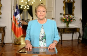 La presidenta de Chile durante su mensaje a la Nación
