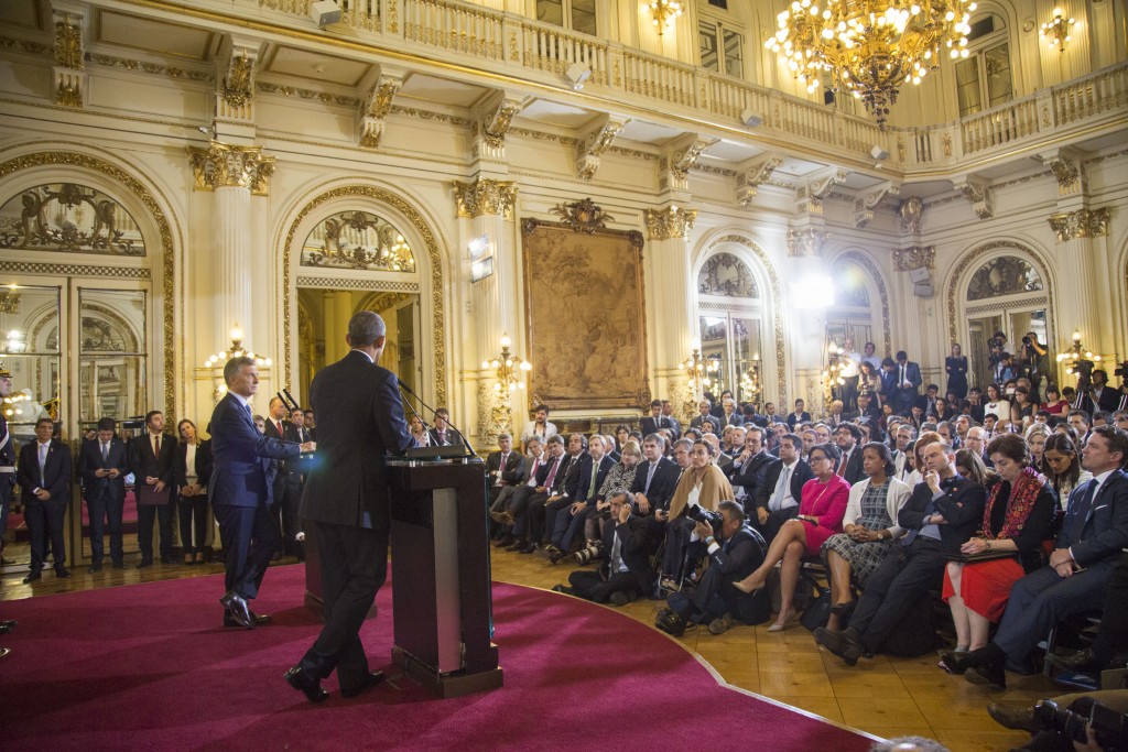 Barack Obama en la Casa Rosada junto a Mauricio Macri