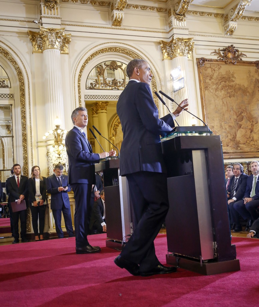 Barack Obama en la Casa Rosada junto a Mauricio Macri